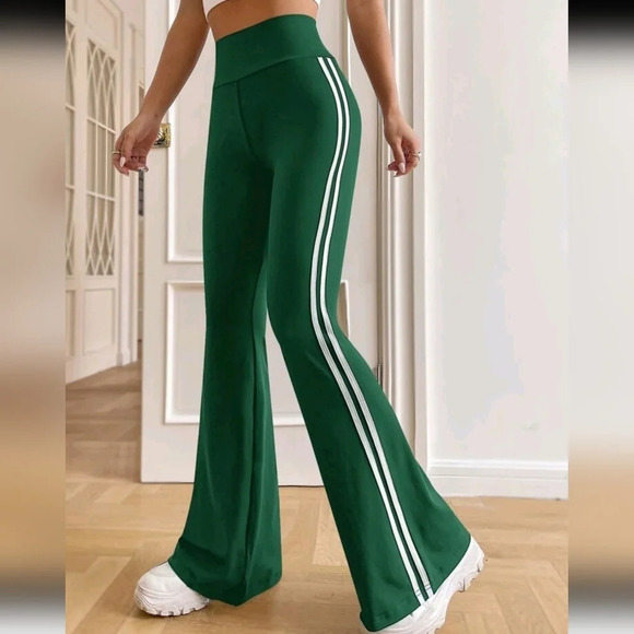 Striped Tape Side Flare Leg Pants